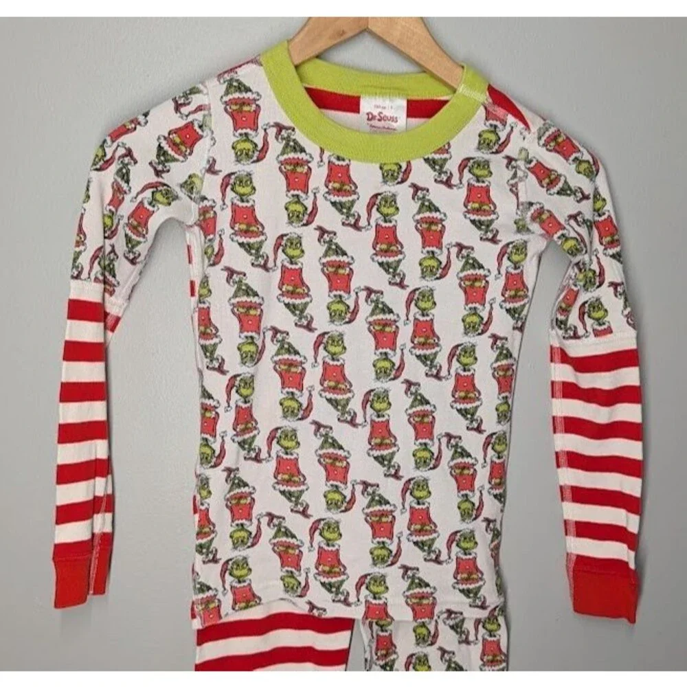 Hanna Andersson Dr Seuss Grinch Christmas Holiday Long Johns Pajamas Sz8